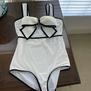 White and black bow tie tankini size med/large